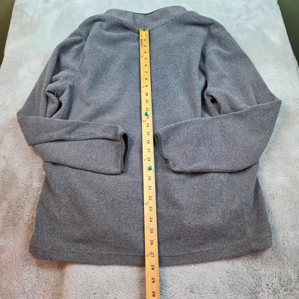 L.L. Bean Fleece Jacket Mens XL Tall Full Zip Mock Neck‎ Logo Grey Heather Solid